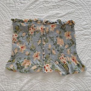 Light blue floral tube top